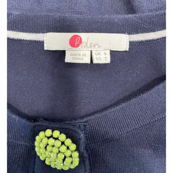 Boden Embellished Jewel Button Up Cardigan Size 2 Navy Blue Sweater - Picture 4 of 9